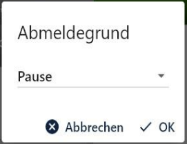 POSSUM - Arbeitszeit Abmeldegrund