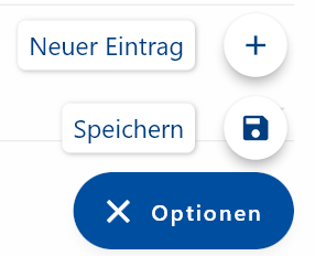 Optionsmenü: Bei Auswahl von "Neuer Eintrag" können Sie zwischen "Artikel" und "Zusatztext" wählen. Nur Artikel können auch Preise haben.
