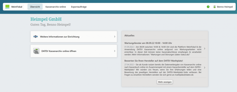 DATEV MeinFiskal Übersicht