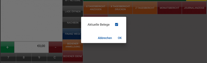 Aktuelle Belege Häkchen