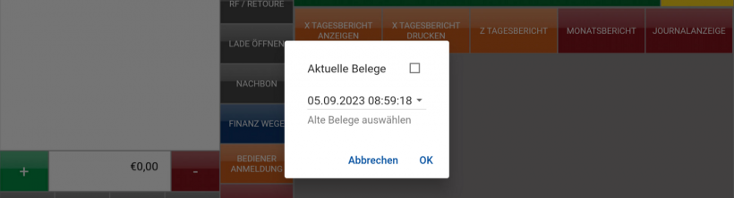 Journalanzeige Tag ausgewählt