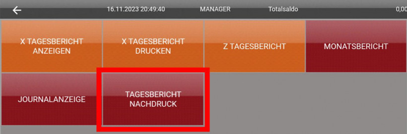 Tagesbericht Nachdruck Taste
