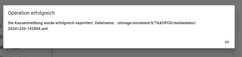 POSSUM - Meldung XML Datei erzeugt