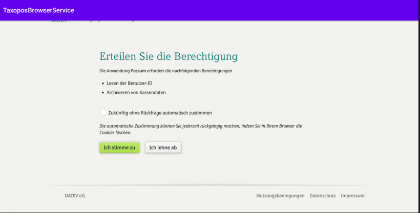 POSSUM DATEV Berechtigung erteilen
