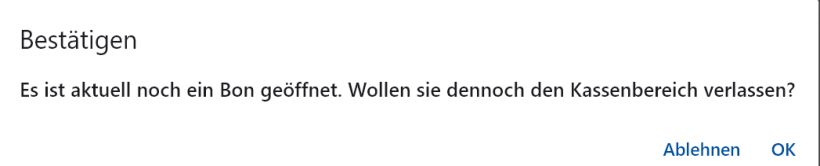 POSSUM - Fehler Bon geöffnet