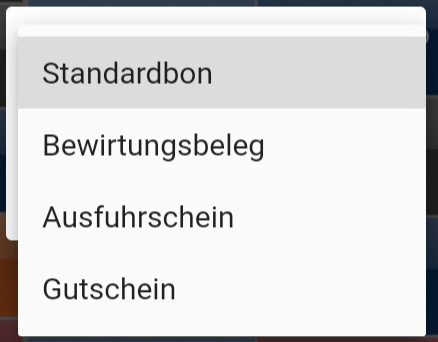 Belegtypen Auswahl